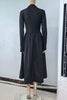 French Style Black A-Line Dresses Women Elegant High Waist Long Sleeve Midi Dress Autumn Winter Slim Fit Maxi Dress
