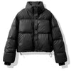 Solid Color Windproof Cropped Puffer Jacket Women Winter Thick Short Coat Warm Coat Fluffy Parka Vintage Tops Women's Clothing