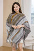 Ethnic Style Cape Oversized Sweater Jacket Women Loose Patchwork Warm Long Scarf Knitted Cardigan Woman