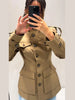 Pocket Stand Collar Long Sleeves Jacket Woman Single Breasted Solid Color Waist Cinching Jackets Versatile Women's Jackets