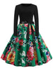 Harajuku Vintage Woman Music Note Print Elegant Party Dress Casual Women's Retro Long Sleeve Spring Autumn Midi Dresses
