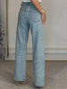Women Jeans Straight Diamonds Pants Stretch High Waist Washed Mom Jeans Y2k Streetwear Trousers Vintage Denims Streetwear