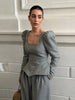 Elegant Woolen Top Pants Women Sets Chic Long Sleeve Slash Neck Pleated Blouse Straight Trousers Autumn Winter Lady Suit