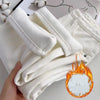 Winter Girls Fleece Thermal High Waist Jeans Female Snow Warm Plush Denim Pants Lady Casual Daily Straight Leg Trousers