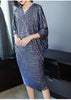 V Collar Pleats Batwing Sleeve Loose Dress For Women Print Clothing Vestido YE853