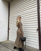 Lace-Up Female Knit Maxi Dress Autumn High Waist Patchwork Long Sleeve Loose Solid Dress Bandage Knitwear Dress