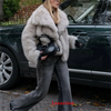 Casual Brown Thick Fur Jackets Women Long Sleeve V Neck Autumn Winter Faux Fur Coats Streetwear Outwears