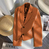 Black Cropped Blazers Woman Outerwear All-match Notched Collar Crop Jacket Women Korean Chic Single-breasted Suit Coat