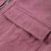 Pink Corduroy Cropped Jacket For Women Casual Contrast Collar Long Sleeve Zipper Coat Lady Spring Chic Streetwear