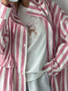 Striped Hooded Long Trench Coat Drawstring Waist Open Front Spring Women Glam Outerwear Warm Casual Lady Windbreaker Jacket