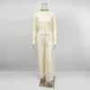 Fall Winter Knitted Suit Solid Cardigan Top Women's O neck Knitted Sweater Straight Trousers Two Piece Set Casual