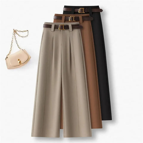 Spring Autumn Korean Spring Temperament Pants Women Wide-leg suit Pants Female Trouser Ladies