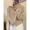 100%cashmere cardigan for women high neck loose and soft sweater for autumn and winter wool knitted sweater thickened coat