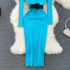Elegant Turtleneck Long Sleeve Knit Soft Tight Pencil Dress with Belt Slim Warm Sweater Vestido Sexy Women Winter Robe