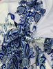 Autumn Women's V-neck Long Sleeved Bohemian Printed Dress Retro Lantern Sleeve Chinese Style Blue White Porcelain Dress