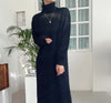 Autumn Winter Loose Turtleneck Women's Knitted Long Dresses Long Sleeve Vintage Straight A-line Dress Female