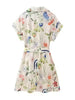 Women's Floral Print Shirt Dress Collared Cap Sleeve Button Down Belted Mini Dresses for Woman Party Vacation Outfits