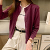 Knitted Cardigan Jacket Women Spring Autumn Round Neck Casual Cardigans Woman Solid Color Slim Korean Jumpers Female