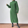 Winter Knit Dresses Women Turtleneck Straight Long Dress Autumn Solid Full Sleeve Thick Casual Vestidos Basis Lady