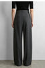 Minimalist Women Stripe Shirt Autumn Lapel Concealed Placket Loose Wide Leg Pants Casual Trousers Separate 12623109