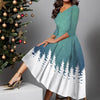 Christmas Dress Women Snowman Snowflake Print Elegant Party Dresses Woman Fall Flare Sleeve Pullover Party Dress