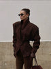 Vintage Oversized Suede Leather Jacket Women Shoulder Pad Full Sleeve One Button Coat autumn Lady Chic Bomber Streetwear