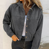 Corduroy Jacket Women Casual Hoodies Coat Female Long Sleeve Button Outerwear Short Jackets For Women Tops