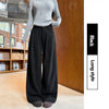 Korean White Corduroy Wide Leg Pants Women Autumn Loose Long Pants with Pockets Woman Daily Wear High Waist Casual Trousers