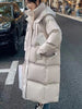 Long Thickened Down Cotton Bread Style Coat Women's Winter Outerwear Korean Loose Long Knee Length Solid Hooded Jacket