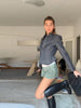 Women's Dark Grey Peplum Cropped Blazer Stand Collar Single Breasted Waist Vintage Coat Spring Chic Lady Streetwear