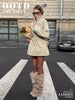 Women's Stand Collar Mid Length Trench Coat Drawstring Waist Autumn Winter Coats Cotton Outer Jacket