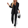 Pants Sets Two Piece Suit Striped Elegant Women Cardigan Blazer Coat Button Pockets Long Pants Suits Casual Suit Regular Outwear