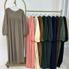 Dubai Corduroy Abaya for Muslim Women Eid Ramadan Modest Dress Loose Large Elegant Gown Islam Clothing Turkey Solid Robe