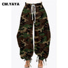Women Streetwear Drawstring Pants Autumn Winter Camouflage Print Loose Safari Cargo Harem Hip Hop Trousers