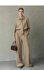 Minimalist Women Stripe Shirt Autumn Lapel Concealed Placket Loose Wide Leg Pants Casual Trousers Separate 12623109