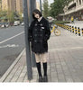 Ladies Coats Autumn/Winter Thickened Warm Solid Hooded Single Row Cow Horn Button Academy Style Woolen Coat Women's Clothing
