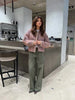 Mixed Color Fringed Round Neck Short Tweed Jacket Elegant Loose Women's Outwear Autumn Casual Street Daily Outfit