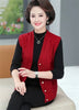 Women Knitted Cardigan Vest Jacket Spring Autumn Solid Color V-Neck Ladies Coat Middle Aged Mother Lady Sweater Waistcoat