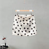Elegant Dot Shirt Skirts Suit Women Long Puff Sleeve Button V-neck Jacket Mini Skirt Spring Chic 2 Pieces Set Lady