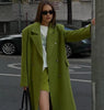 Elegant Women's Woolen Overcoat Solid Lapel Double Breasted Full Sleeve Long Coat Autumn Winter Lady Outwear