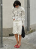Polka Dot Print Shorts 2 Piece Sets For Women Long Sleeve Patchwork Contrast Jacket Coat And Casual Commute Shorts Suits