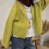 Solid Color Zipper Knitted Cardigan Women Autumn Winter Casual Twist Long Sleeve Sweater Jacket