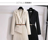 Women's Korean Blazer Patchwork Design Long Sleeve Dresses Office Lady Elegant High Waist Black Slim Pleated Midi Dress