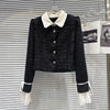 Autumn Style Contrast Color Collar Tie Sleeve Short Jacket For Women Shorts Tweed Shorts Female 11A06638