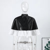 Women's Coat Stand Collar Single Breasted Ruffle Hem Patchwork Female Cape Early Spring Chic Holiday Lady Capes