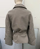 Vintage Plaid Women's Cropped Trench Coat Autumn Lapel Tie Waist Full Sleeve Windbreaker Chic Casual Elegant Jacket