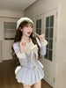 Autumn Preppy Style Sweet Elegant Women Dresses Striped Polka Dot Polo Collar Party Dress Y2k Korean Clothes