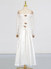 Chic Prom Robe for Women Scarf Collar Lantern Sleeve High Waist Temperament Pleated Evening Dress Female Clothes