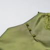 Olive Green Satin Maxi Dress Women Elegant Shawl Design Lace Trim Asymmetrical Hem Ruched Bodycon Formal Dinner Gown