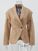 Vintage Oversized Suede Leather Jacket Women Shoulder Pad Full Sleeve One Button Coat autumn Lady Chic Bomber Streetwear